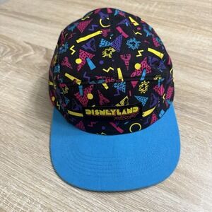 VTG 80s Disneyland Resort 5-Panel Geometric Camper Hat OSFM Cap Flat‎ Bill RARE
